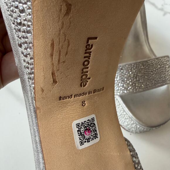 Larroude Dolly Crystal Sandal Platform Gray Suede Size 8 - Picture 9 of 9